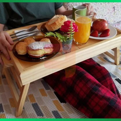Imagem de Bandeja Mesa De Cafe Com Pezinhos Para Café Da Manhã na Cama e Sofá