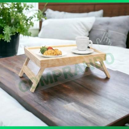 Imagem de Bandeja Mesa De Cafe Com Pezinhos Para Café Da Manhã na Cama e Sofá