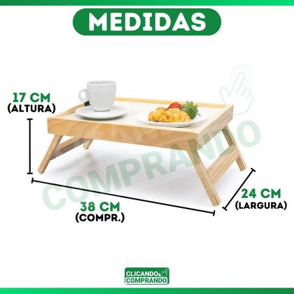 Imagem de Bandeja Mesa De Cafe Com Pezinhos Para Café Da Manhã na Cama e Sofá