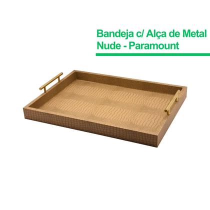 Imagem de Bandeja Multiuso Suporte Decorativo Servir Com Alça Dourada