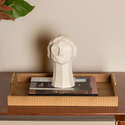 Imagem de Bandeja Multiuso Suporte Decorativo Servir Com Alça Dourada