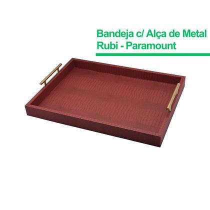 Imagem de Bandeja Multiuso Suporte Decorativo Servir Com Alça Dourada