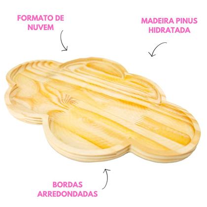 Imagem de Bandeja Nuvem Kit Higiene Bebê Decorativo Quarto Festa Decoração