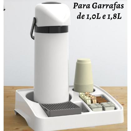 Imagem de Bandeja Organizadora Cantinho Café Porta Garrafa Café Chá Copo Sache Escritório Unitermi Servire 1