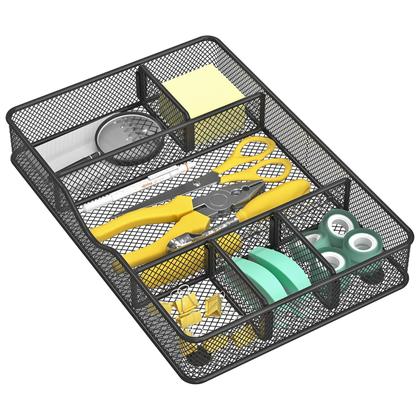 Imagem de Bandeja organizadora de gavetas de mesa VyGrow Metal Mesh, pacote com 2 unidades, preta