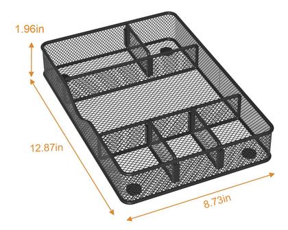 Imagem de Bandeja organizadora de gavetas de mesa VyGrow Metal Mesh, pacote com 2 unidades, preta