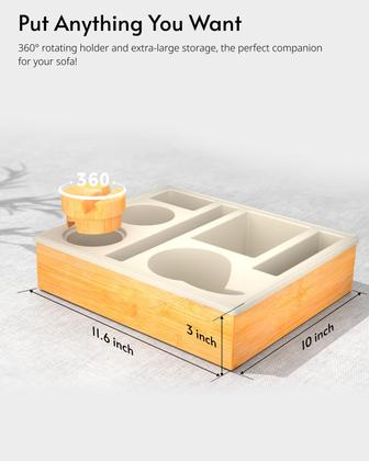 Imagem de Bandeja organizadora de sofá RGBDOT, suporte para copos de silicone de bambu