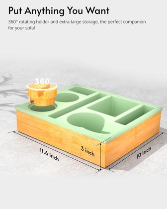 Imagem de Bandeja organizadora de sofá RGBDOT, suporte para copos de silicone de bambu