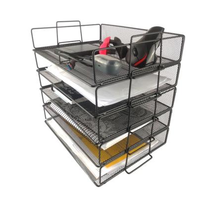 Imagem de BANDEJA ORGANIZADORA EMPILHAVEL PORTA ARQUIVO PRETO Kit 8un