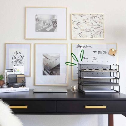 Imagem de BANDEJA ORGANIZADORA EMPILHAVEL PORTA ARQUIVO PRETO Kit 8un