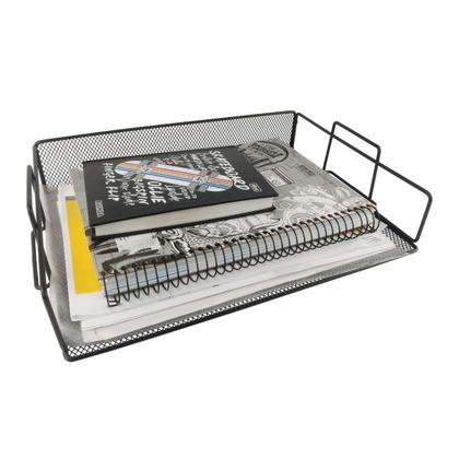 Imagem de BANDEJA ORGANIZADORA EMPILHAVEL PORTA ARQUIVO PRETO Kit 8un