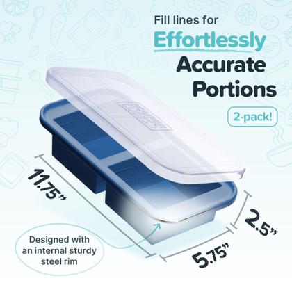 Imagem de Bandeja para congelador Souper Cubes, 500 ml de silicone, pacote com 2 tampas azuis