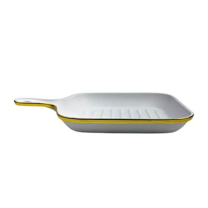 Imagem de Bandeja para Servir Branca e Dourada com Cabo 23x23cm