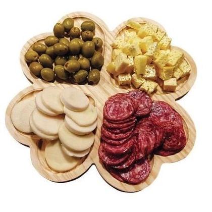 Imagem de Bandeja Petisqueira Coração Tábua Madeira Bambu 4 Divisões