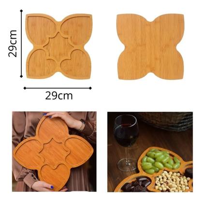 Imagem de Bandeja Petisqueira De Madeira Com Divisórias MDF - Trevo 5 Divisórias