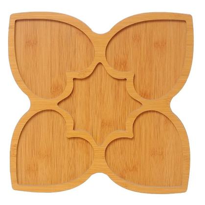 Imagem de Bandeja Petisqueira De Madeira Com Divisórias MDF - Trevo 5 Divisórias