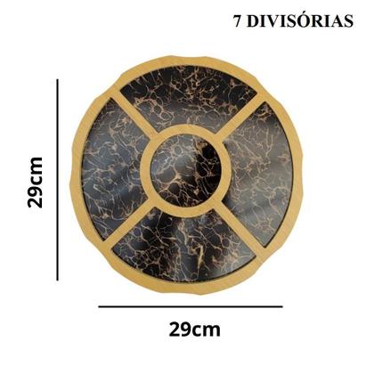 Imagem de Bandeja Petisqueira De Madeira MDF Redonda 7 Divisórias Colorida