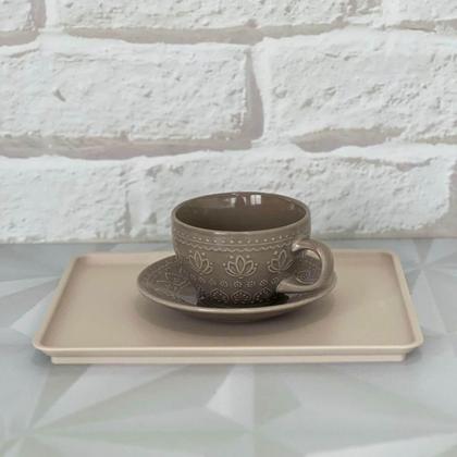 Imagem de Bandeja Plástica para Servir 27x22cm Restaurante Refeitório Ou Flow Retangular Bege