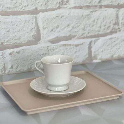 Imagem de Bandeja Plástica para Servir 27x22cm Restaurante Refeitório Ou Flow Retangular Bege