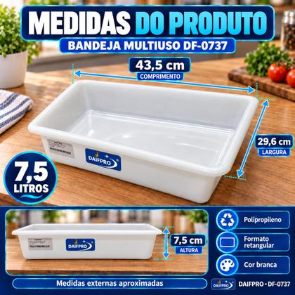 Imagem de Bandeja Plástica Retangular Bioprátika 7,5 Litros Daifpro