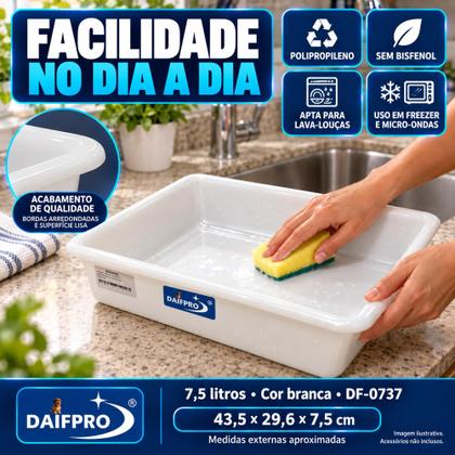 Imagem de Bandeja Plástica Retangular Bioprátika 7,5 Litros Daifpro