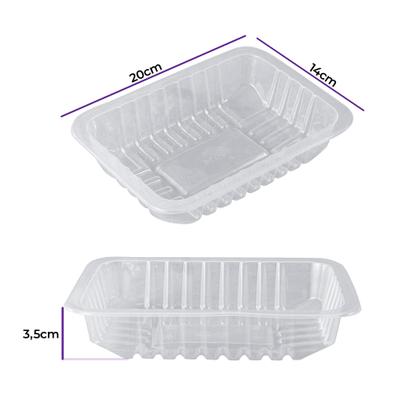 Imagem de Bandeja Plástica Transparente 600ml 20x14x3,5cm - 10 Unidades