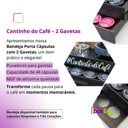 Imagem de Bandeja Porta Capsula Dolce Gusto 2 gavetas Cantinho do Café Preta mdf organizador