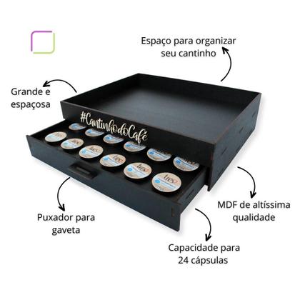 Imagem de Bandeja Porta Cápsulas Três Corações Decoração Cantinho do Café com Suporte para Xícara e Cafeteira