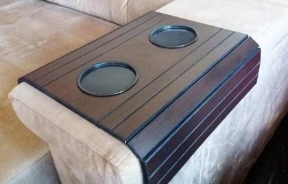 Imagem de Bandeja Porta Copo Para Braço Sofá Madeira Suporte