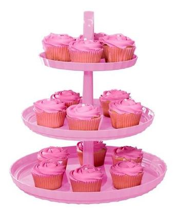 Imagem de Bandeja Porta Doces Triplo Para Festas Desmontável Aniversários Eventos Organizador Aperitivos Brigadeiro Beijinho