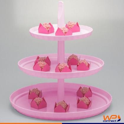 Imagem de Bandeja Porta Doces Triplo Para Festas Desmontável Aniversários Eventos Organizador Aperitivos Brigadeiro Beijinho