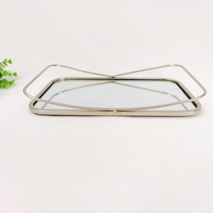 Imagem de Bandeja Prata Com Alça 5X33X21Cm Com Espelho Retangular P