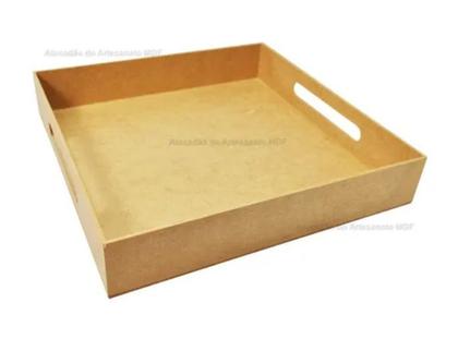 Imagem de Bandeja Quadrada com Alça Lateral 29x29x5 Mdf Madeira