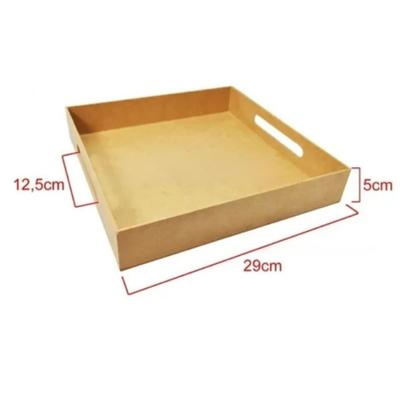 Imagem de Bandeja Quadrada Com Alca Lateral 29X29X5 Mdf Madeira Marpax