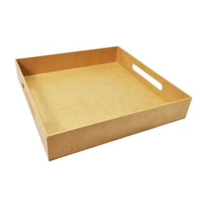 Imagem de Bandeja Quadrada Com Alca Lateral 29X29X5 Mdf Madeira Marpax
