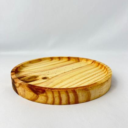 Imagem de Bandeja Redonda 21cm Prato Servir Petisqueira Madeira Decor