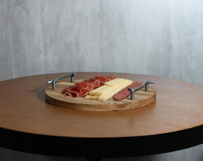 Imagem de Bandeja Redonda Acácia com Alça Twig - Mimo Style