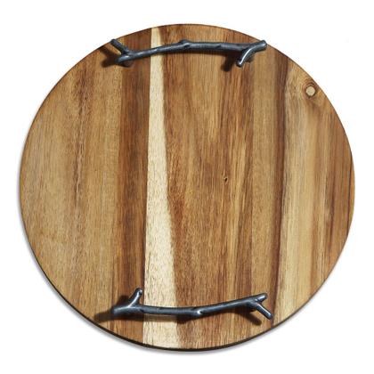 Imagem de Bandeja Redonda Acácia com Alça Twig - Mimo Style
