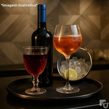 Imagem de Bandeja Redonda Antiderrapante De Plástico Borda Aço Inox Para Bar Restaurante Garçom 40cm Uny Home