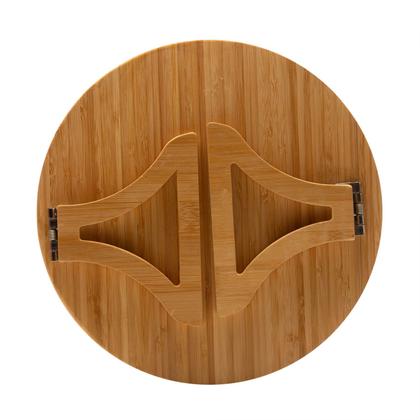 Imagem de Bandeja Redonda Dobrável Para Braço De Sofá Lyor 25cm Bambu