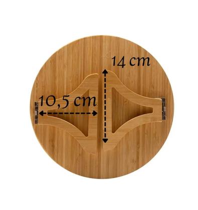 Imagem de Bandeja Redonda Dobrável Para Braço De Sofá Lyor 25cm Bambu