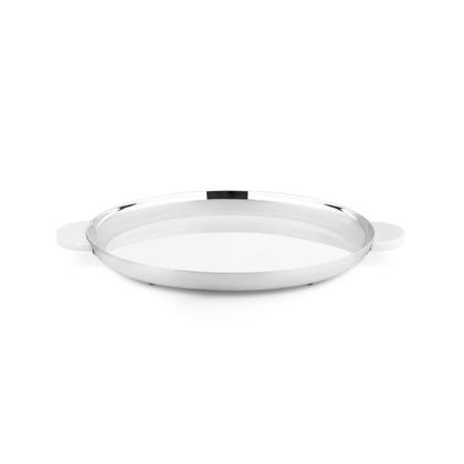 Imagem de Bandeja Redonda Pequena Volupté Prata com Resina Branca