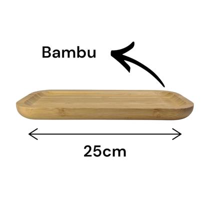 Imagem de Bandeja Retangular 25cm De Bambu Raso Para Servir Quitutes