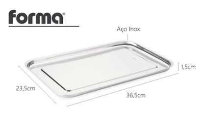 Imagem de Bandeja Retangular 36,5cm Travessa Lixada em Inox Forma