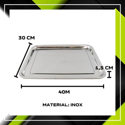 Imagem de Bandeja Retangular Aço Inox 40x30cm Rasa