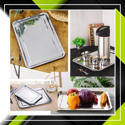 Imagem de Bandeja Retangular Aço Inox 40x30cm Rasa