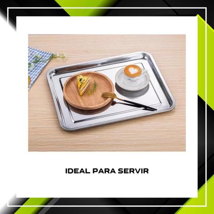 Imagem de Bandeja Retangular Aço Inox 40x30cm Rasa