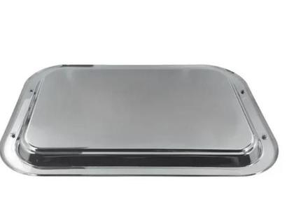 Imagem de Bandeja Retangular Com Alça Em Aço Inox 41X29Cm