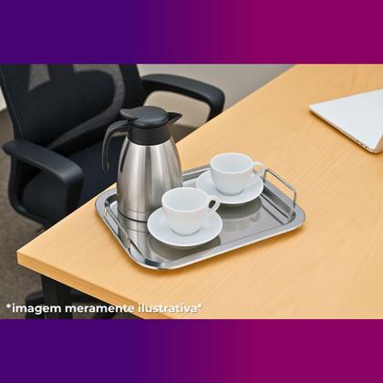 Imagem de Bandeja Retangular De Aço Inox Com Alça 33x23,5cm Para Servir Uny Home