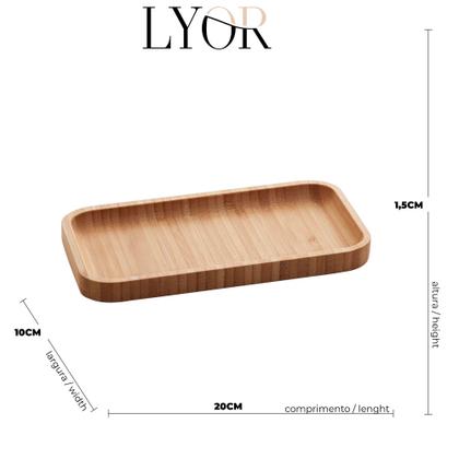Imagem de Bandeja retangular de bambu 20cm para cozinha decorativa - Lyor
